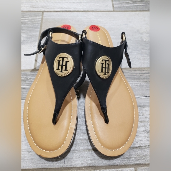 Tommy Hilfiger Shoes - Tommy Hilfiger Women's Tan and Black Sandals (Wmns Size 10)